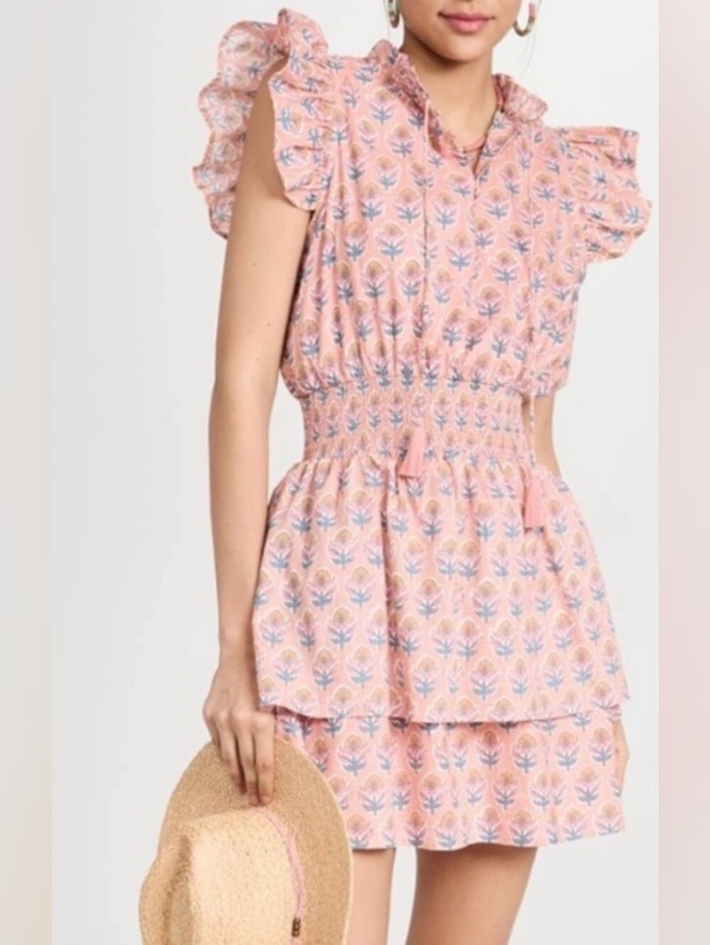 Marea Flutter Sleeve Block Print Mini Dress By Liz Joy